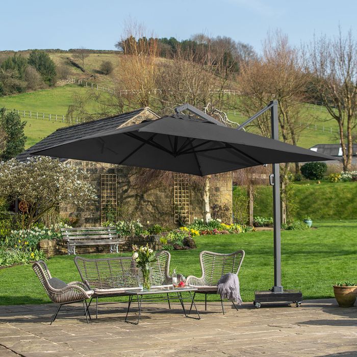 Platinum Icon Premium Cantilever Parasol 400x300cm Rectangular Faded Black