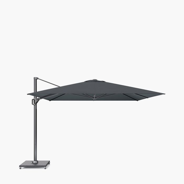 Platinum Challenger Premium T1 Telescopic Cantilever Parasol 350x350x273cm. Faded Black Canopy 240gm Spuncrylic