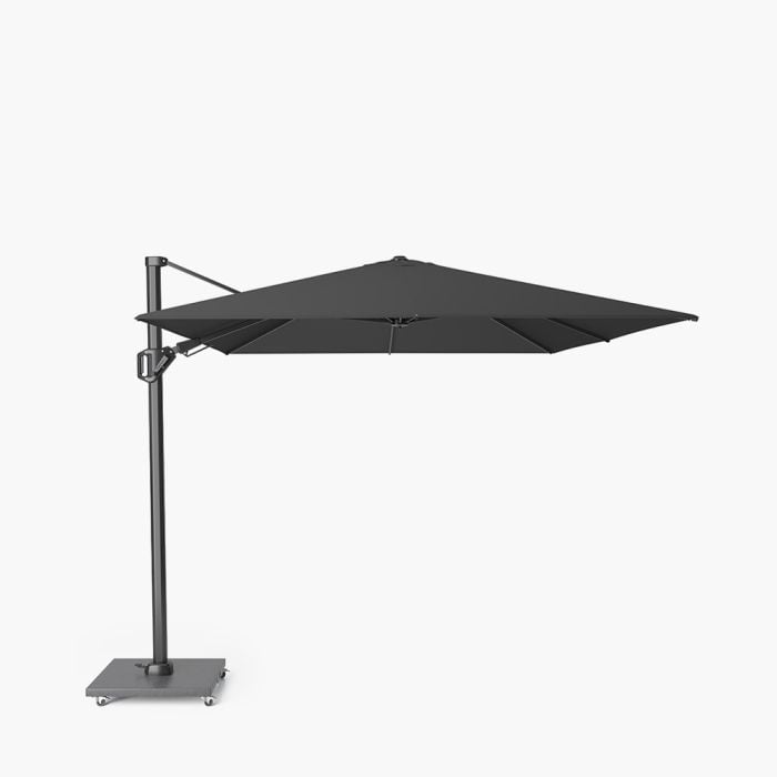 Platinum Premium Challenger T2 Cantilever Parasol 350x260x246cm. Faded Black Canopy Spuncrylic 240g/m2