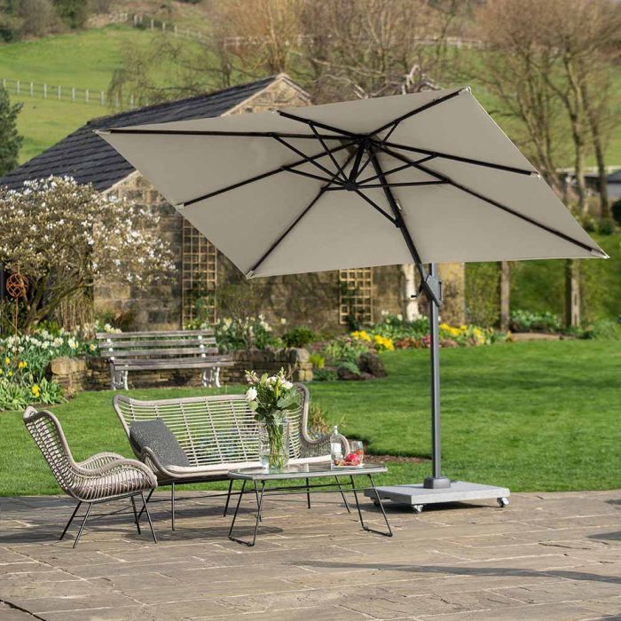 Platinum Voyager T1 Cantilever Parasol 300x200x241cm. Champagne Canopy
