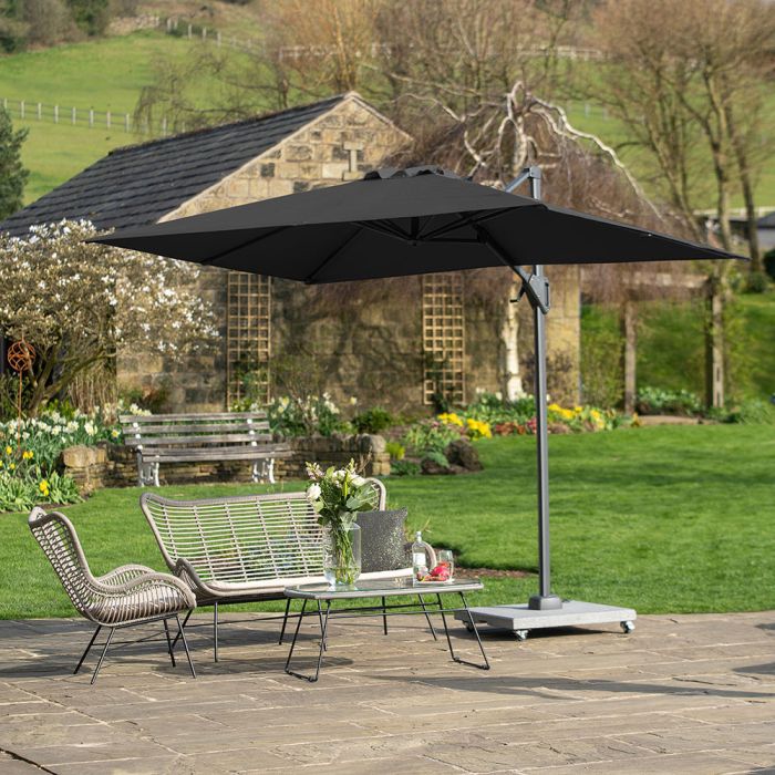 Platinum Voyager T1 Cantilever Parasol 300x200x241cm. Anthracite Canopy Polyester 220g/m2