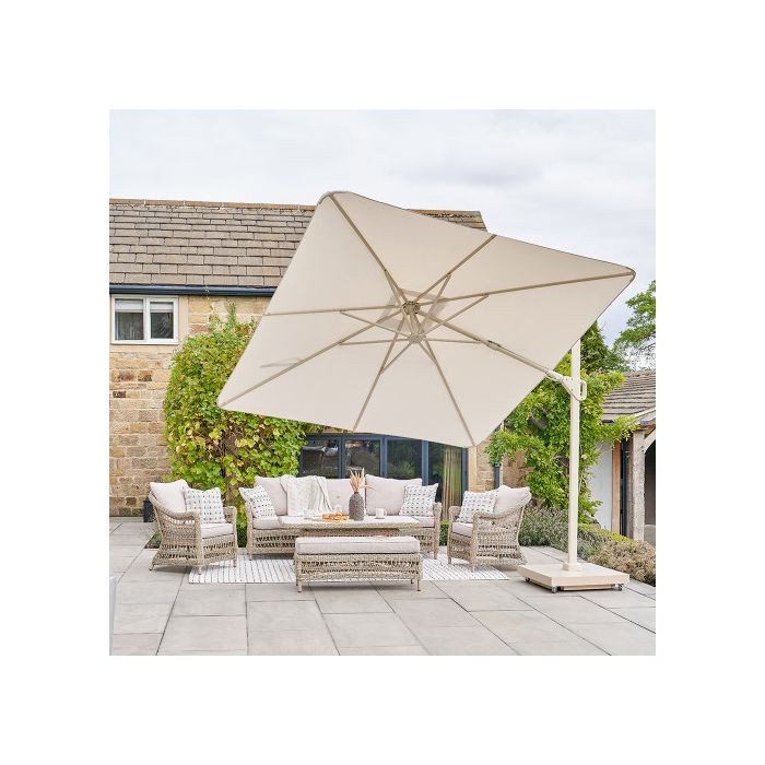 Platinum Nexus T2 Premium Cantilever Parasol W300xD300xH257cm. Champagne Canopy