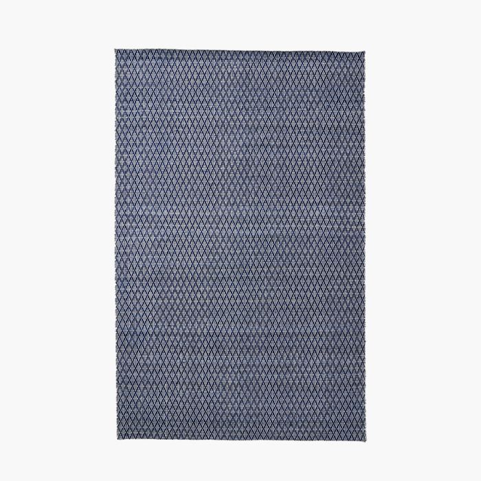 Indoor Outdoor Denim Blue and White Ikat Design Rug