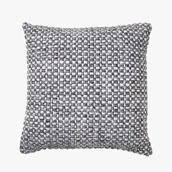 Outdoor Graphite and White Basket Weave Design Scatter Cushion