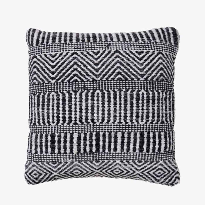 Outdoor Black and White Inca Design Scatter Cushion