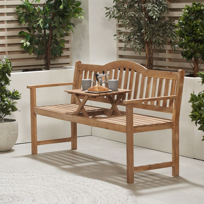 Richmond Natural 3 Seat Bench with Pop Up Table