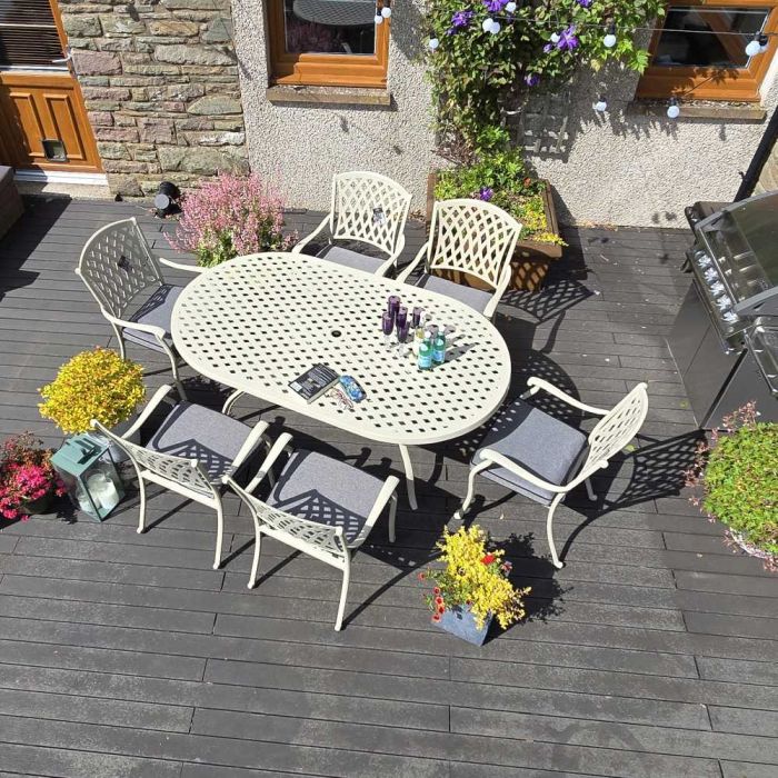 Melville Oval 6 Seat Dining Set - Sandstone