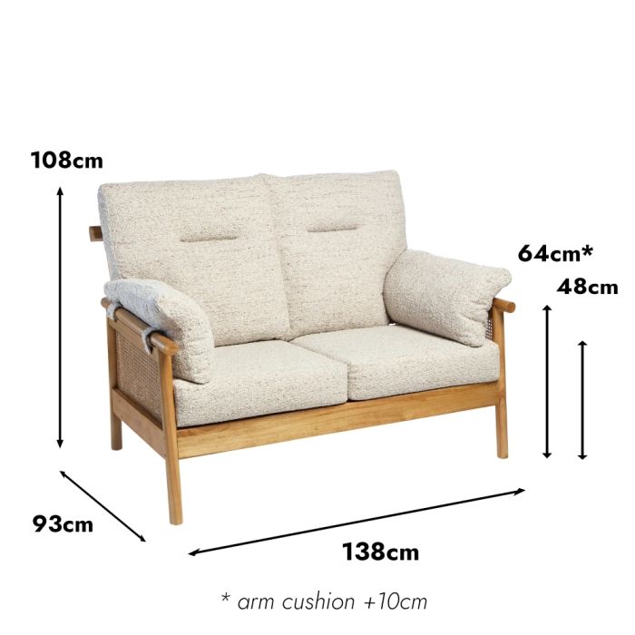 Mindi 2 Seat Sofa Light Oak