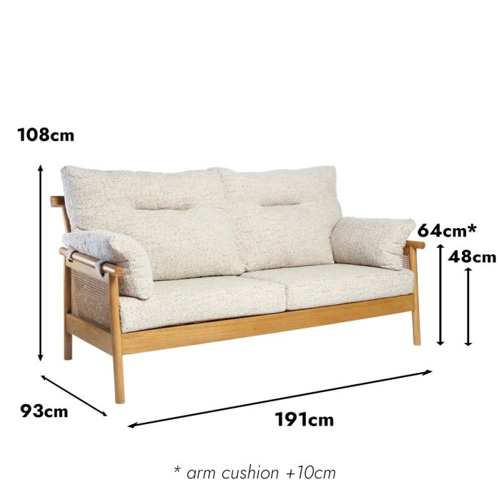 Mindi 3 Seat Sofa Light Oak