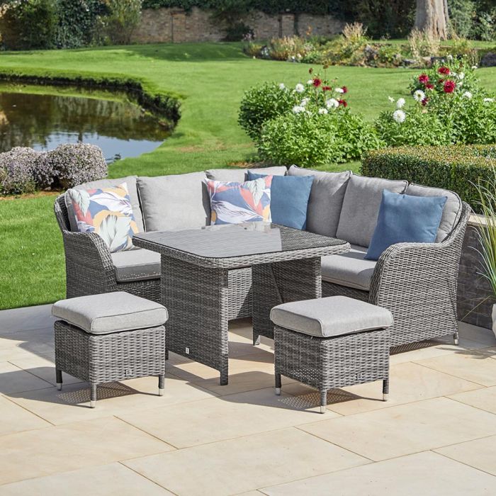 Monte Carlo Compact Corner Lounge Set - Stone