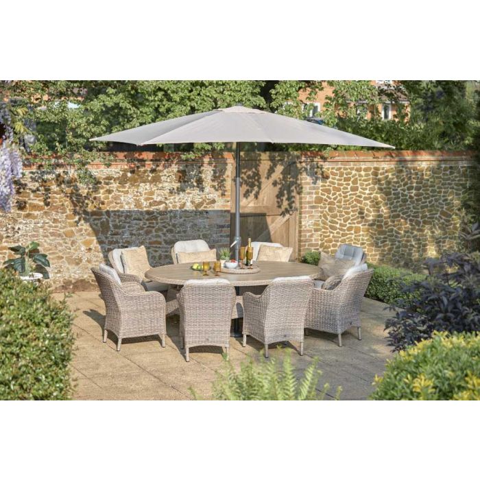 St Tropez Sand 8 Seat Set with 2.0 x 3.0m Parasol