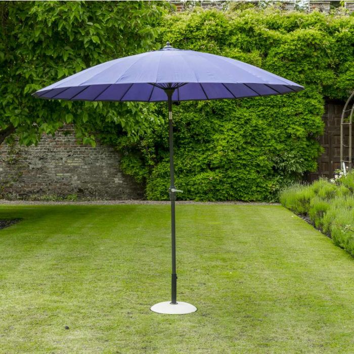 Geisha 250cm Round Crank & Tilt Parasol. Purple Canopy.