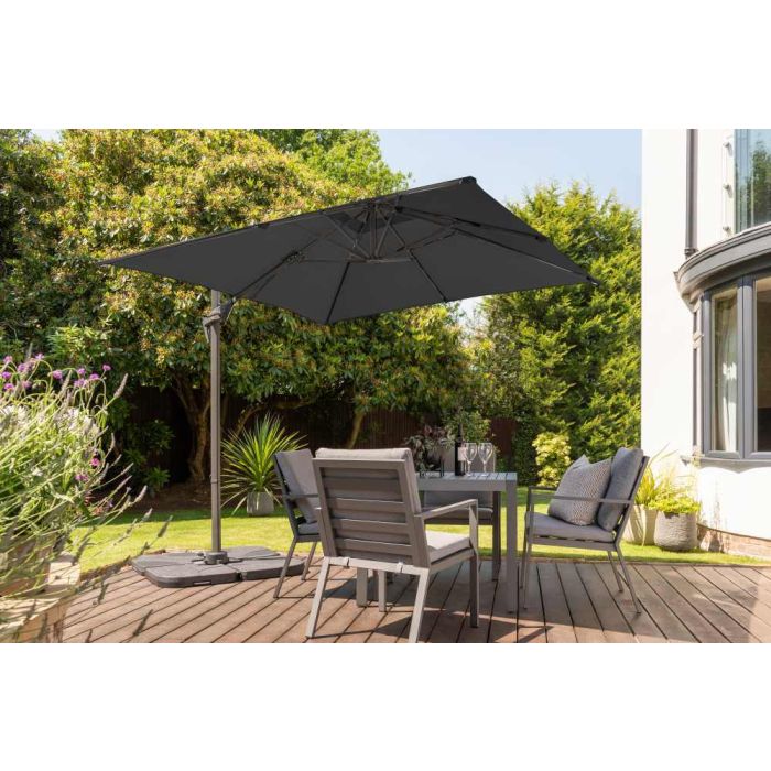 Royce Junior 250x250cm Cantilever Parasol. Carbon Canopy. Night Cover Included.
