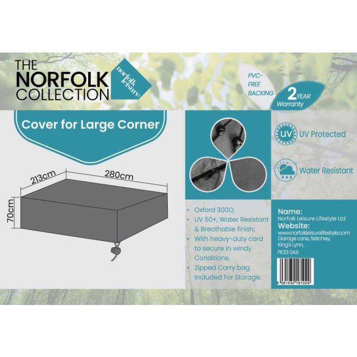  Large Corner Lounge Set Weather Cover - L280cm x W213cm x H70cm