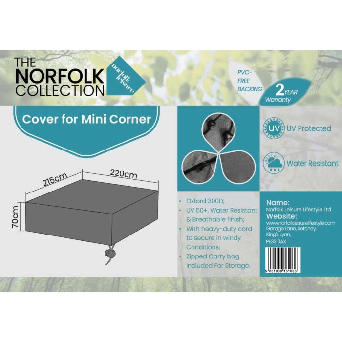 Compact Corner Lounge Set Weather Cover - L220cm x W215cm x H70cm