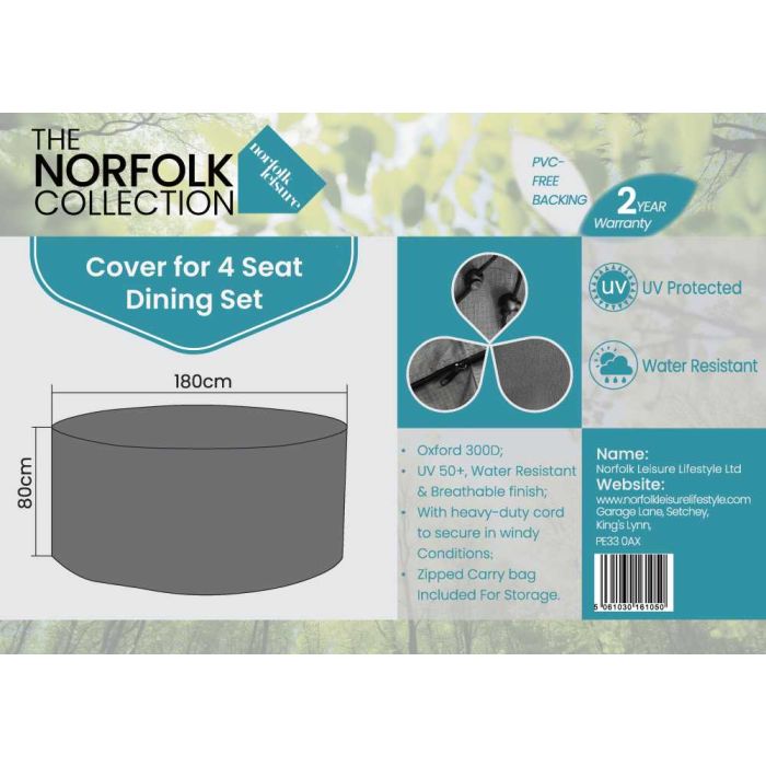 4 Seat Dining Set Weather Cover - D180cm x H80cm