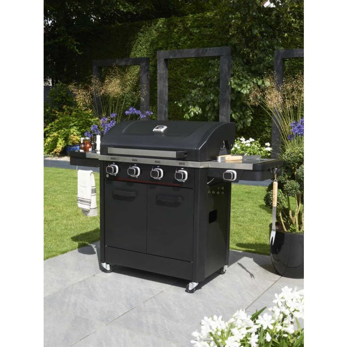 Infinity 4 Burner Gas BBQ with Side Burner, Rotisserie Burner and Accessory Bundle