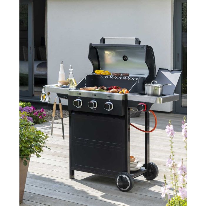 Vista 3 Burner Gas BBQ with Side Burner and Accessory Bundle