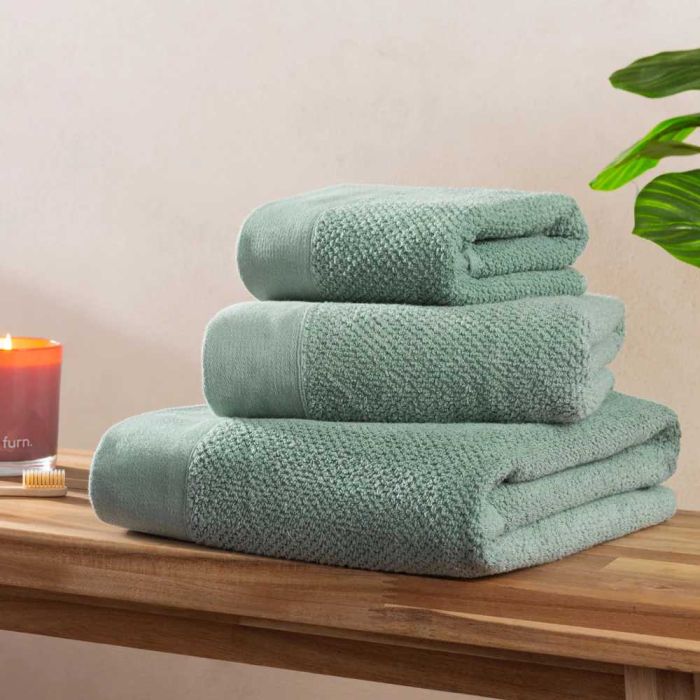 Textured Weave Bath Towel (70x130cm) - Smoke Green