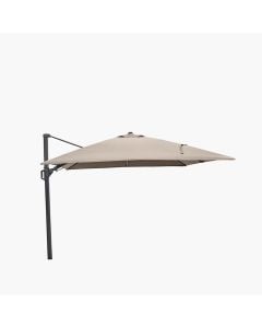 Platinum Challenger T2 Glow LED Cantilever Parasol 300x300x255cm. Anthracite. Taupe Canopy 300gm Polyester