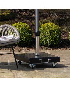 Rome Polished Black Granite 60kg Wheeled Parasol Base