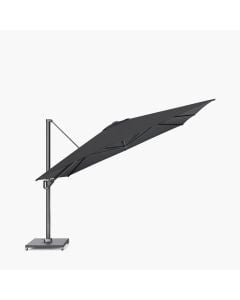 Platinum Challenger Premium T1 Telescopic Cantilever Parasol 350x350x273cm. Faded Black Canopy 240gm Spuncrylic