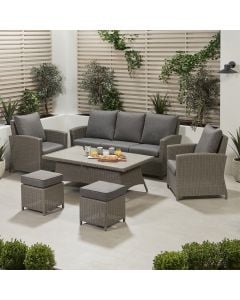 Barbados Slate Grey 3 Seat Sofa Lounge Set with Ceramic Top