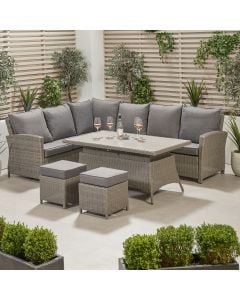 Barbados Slate Grey Corner Lounge Set Long Right with Ceramic Top