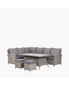 Barbados Slate Grey Corner Lounge Set Long Right with Ceramic Top