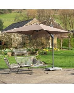 Platinum Voyager T2 Cantilever Parasol 270x270x248cm. Taupe Canopy Polyester 220g/m2