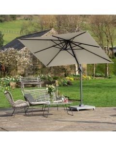 Platinum Voyager T1 Cantilever Parasol 300x200x241cm. Champagne Canopy Polyester 220g/m2