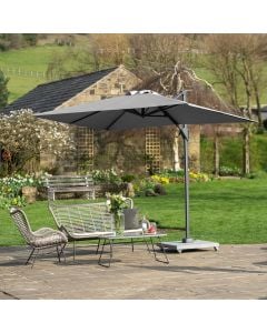 Platinum Voyager T1 Cantilever Parasol 300x200x241cm. Luna Grey Canopy Polyester 220g/m2