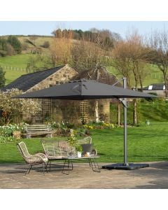 Platinum Challenger T2 Cantilever Parasol 350x260x264cm. Anthracite Frame. Anthracite Canopy Polyester 300g/m2