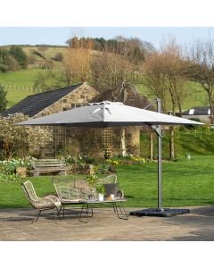 Platinum Challenger T2 Cantilever Parasol 350x260x264cm. Anthracite Frame. Luna Grey Canopy Polyester 300g/m2