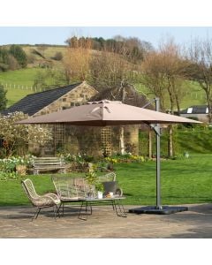 Platinum Challenger T2 Cantilever Parasol 350x260x264cm. Anthracite Frame. Taupe Canopy Polyester 300g/m2