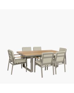 Stockholm Limestone Outdoor 6 Seater Dining Set