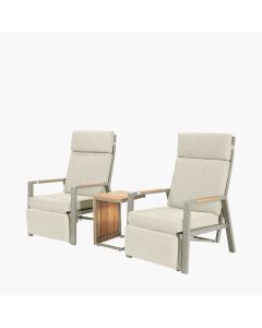 Stockholm Limestone Outdoor Recliner Set