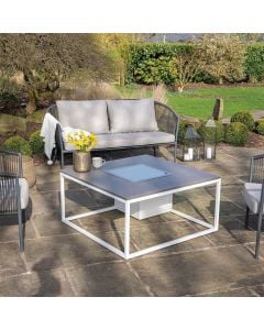 Cosiloft 100 White and Grey Fire Pit Table 100x100x50cm