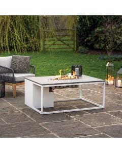 Cosiloft 120 White and Grey Gas Fire Pit Table 120x80x50cm