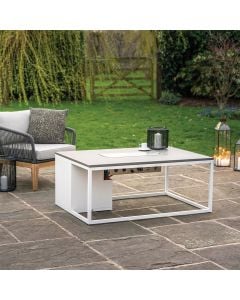 Cosiloft 120 White and Grey Gas Fire Pit Table 120x80x50cm