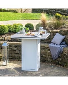 Cosiloft 100 White and Grey Gas Fire Pit Bar Table 100x100x105cm