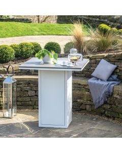 Cosiloft 100 White and Grey Gas Fire Pit Bar Table 100x100x105cm