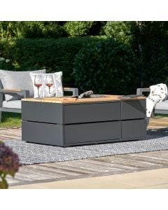 Cosipure 120 Rectangular Gas Fire Pit - Black and Teak