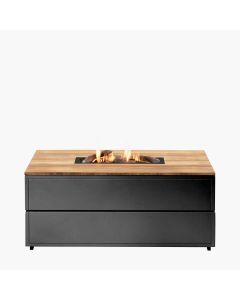 Cosipure 120 Rectangular Gas Fire Pit - Black and Teak