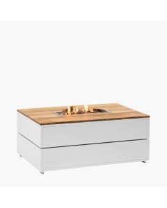 Cosipure 120 Rectangular Gas Fire Pit - White and Teak