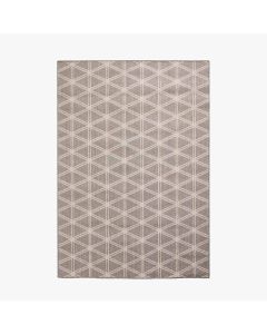 Indoor Outdoor Silver and White Geometric Design Rug