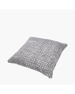 Indoor Outdoor Graphite and White Basket Weave Design Scatter Cushion