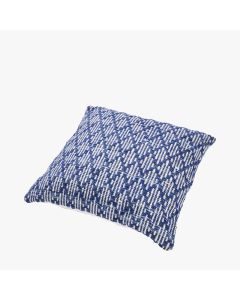Indoor Outdoor Denim Blue and White Ikat Design Scatter Cushion