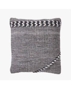 Indoor Outdoor Grey and White Plaited Stripe Design Scatter Cushion