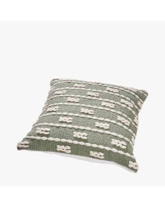 Indoor Outdoor Sage and White Braid Design Square Scatter Cushion
